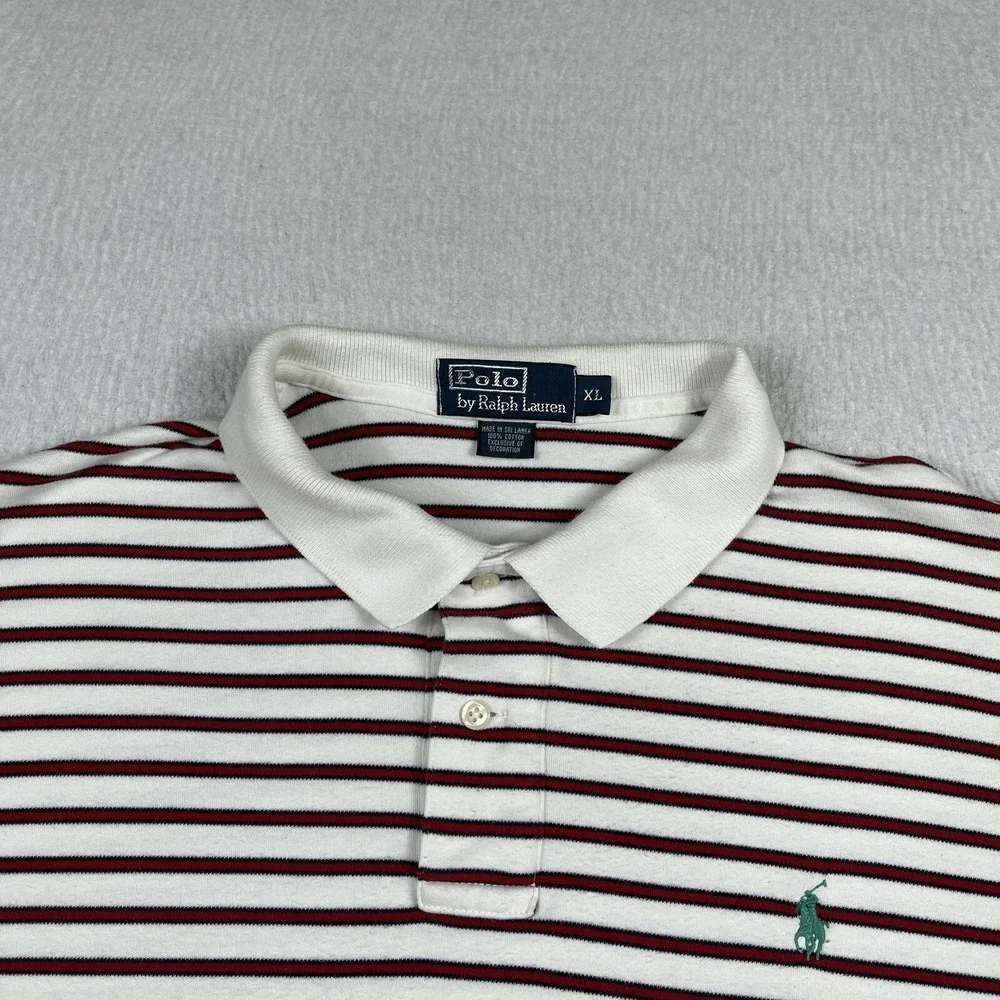 Polo Ralph Lauren Shirt Mens XL White Red‎ Striped Casual Preppy Workwear Travel